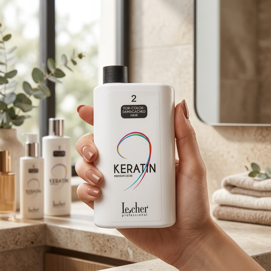 Lecher Keratin Perm płyn do trwałej ondulacji "2" włosy farbowane 500ml - obrazek 4