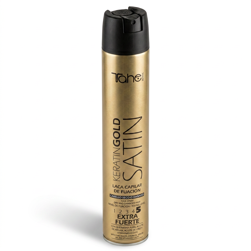 Tahe KERATIN GOLD SATIN 5 Lakier mocno utrwalający do włosów suchych i zniszczonych 400ml - obrazek 3