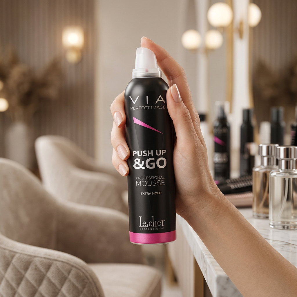 LECHER VIA PUSH UP & GO pianka do włosów extra mocna 400ml - obrazek 4