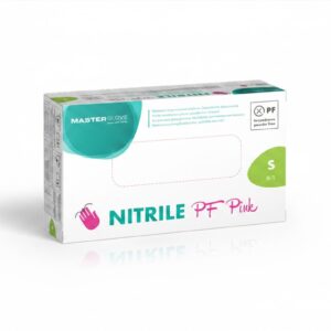 RĘKAWICE Rękawiczki nitrylowe bezpudrowe RÓŻOWE S 100szt. Master Glove PF Pink