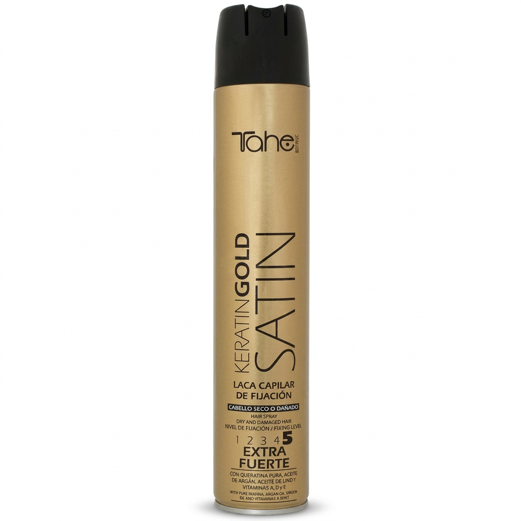 Tahe KERATIN GOLD SATIN 5 Lakier mocno utrwalający do włosów suchych i zniszczonych 400ml